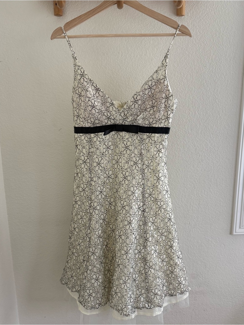 Vintage 90s Y2K coquette City Triangles Black Lace Overlay Babydoll Dress size S